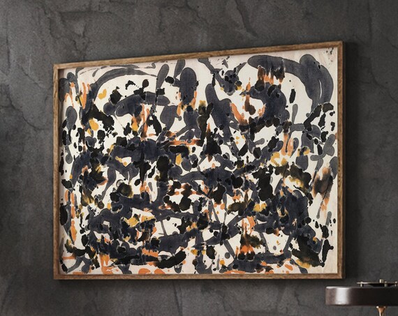 Jackson Pollock Black Orange Drip Painting Abstract Art Poster