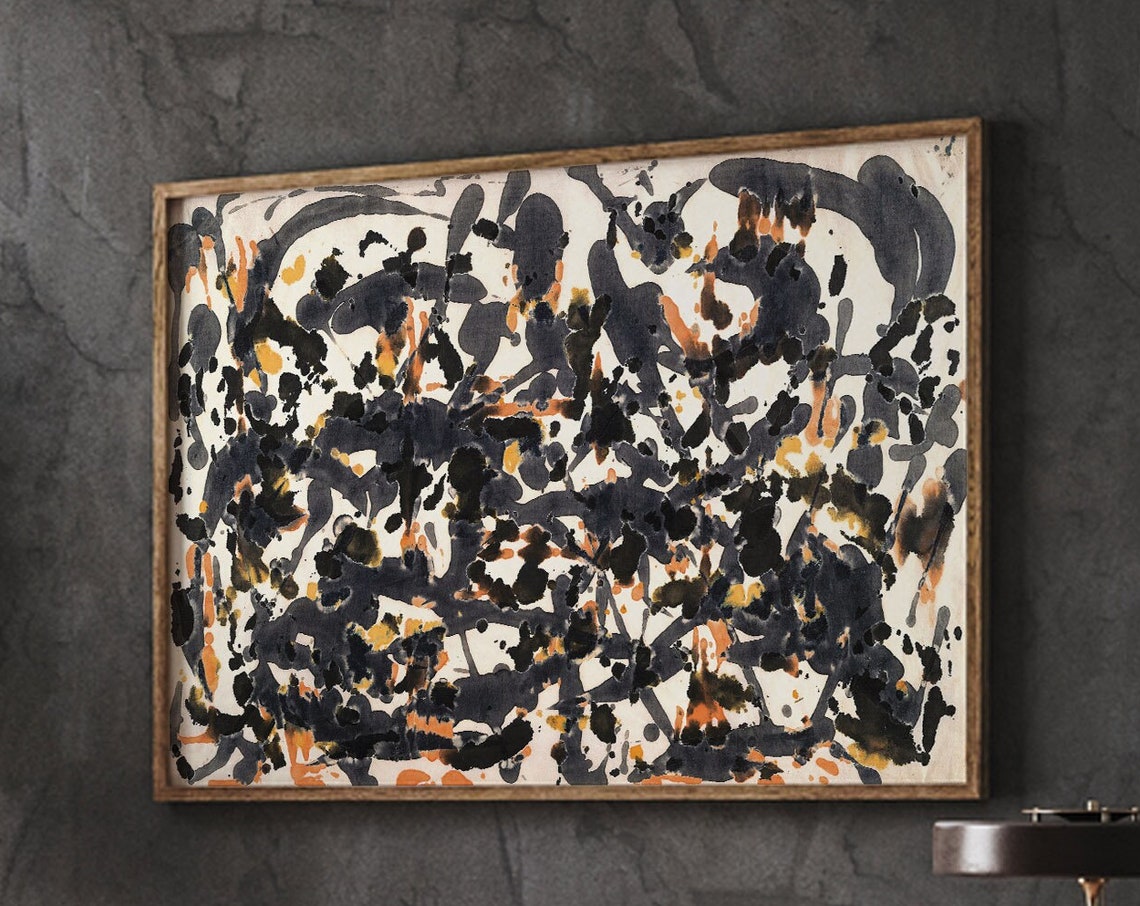 Jackson Pollock Black Orange Drip Painting Abstract Art Poster