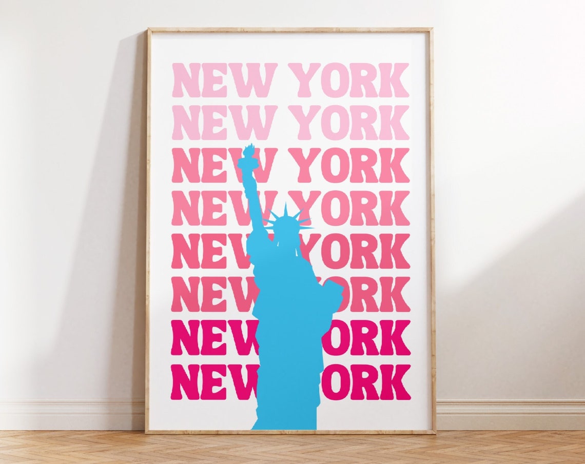 New York City Travel Print Art Pink Ny Travel Exhibition Print Trendy Wall Print Usa Poster Nyc Preppy Dorm Room Decor