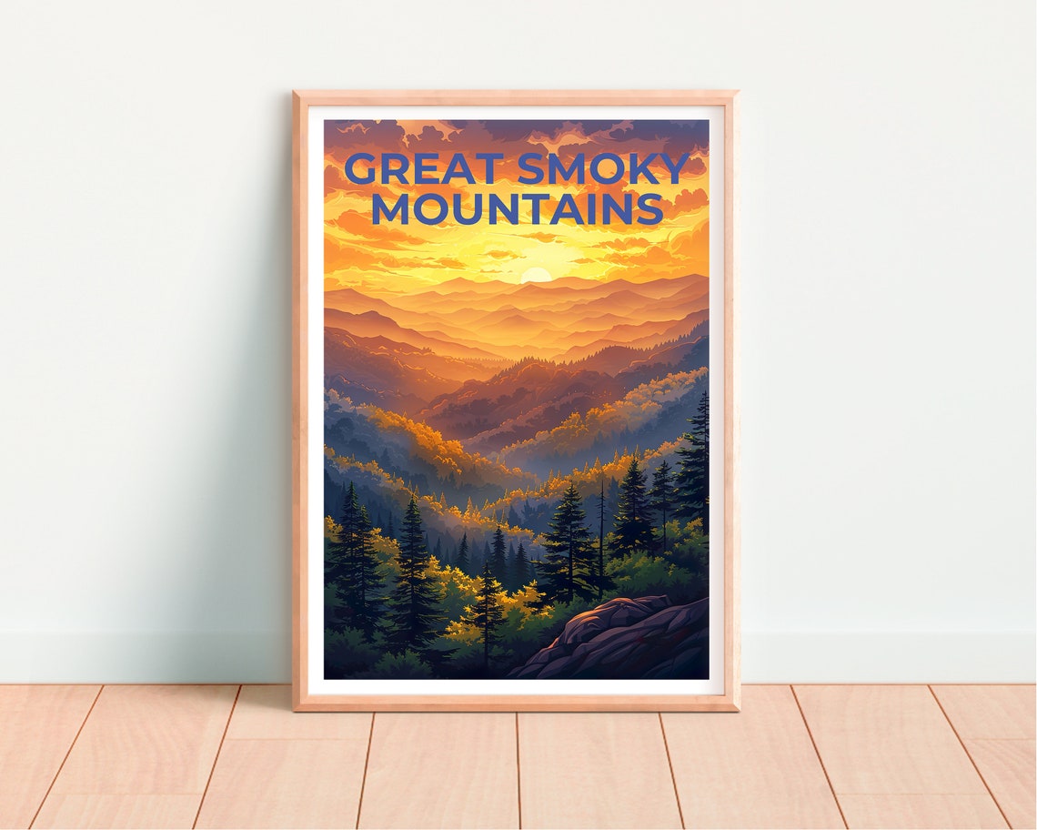 Great Smoky Mountains Poster Smoky Mountains Print Tennessee Poster North Carolina Poster Hiking Poster Mountain Poster - Image 4