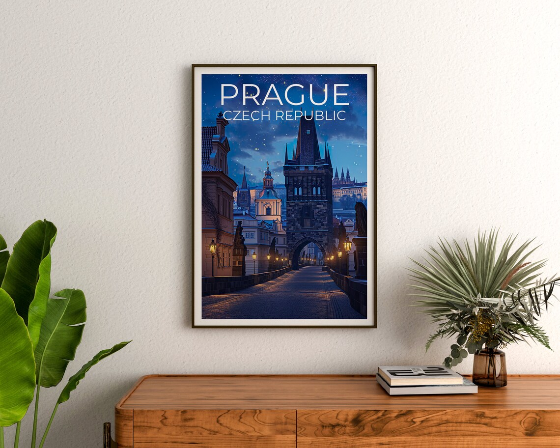 Prague Travel Poster, Charles Bridge Art Print - Image 3