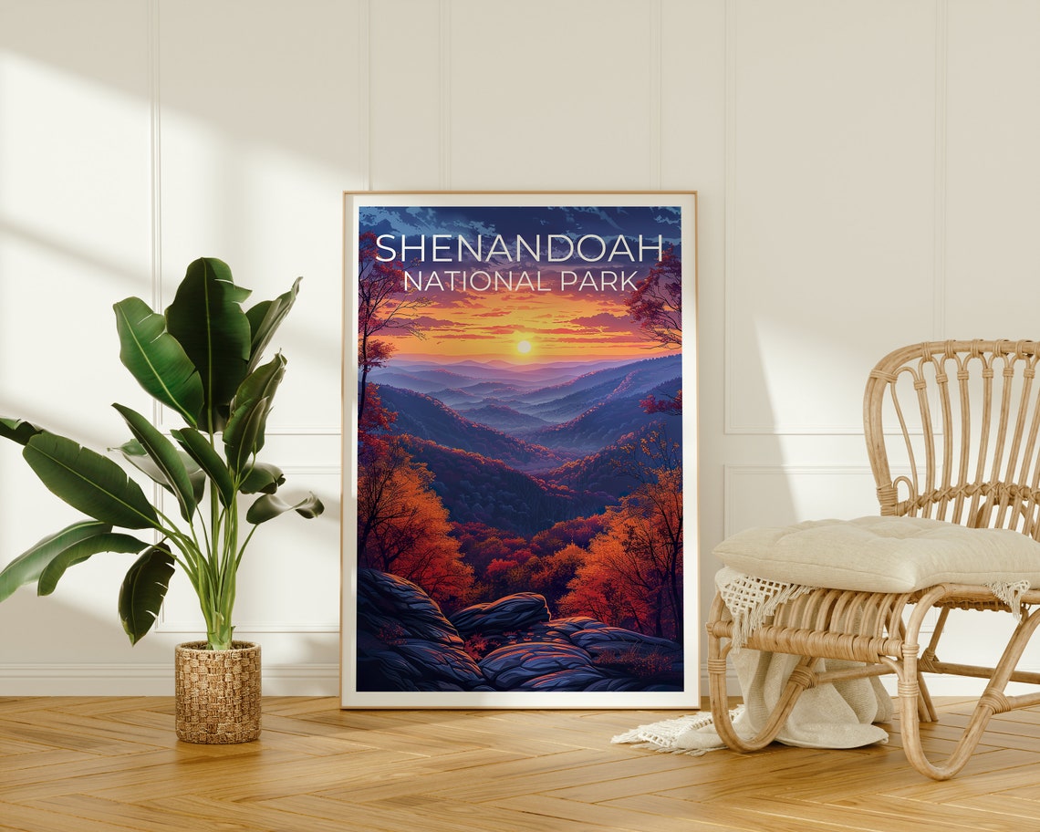 Shenandoah National Park Autumn Sunset Blue Ridge Hills Travel Poster - Image 2