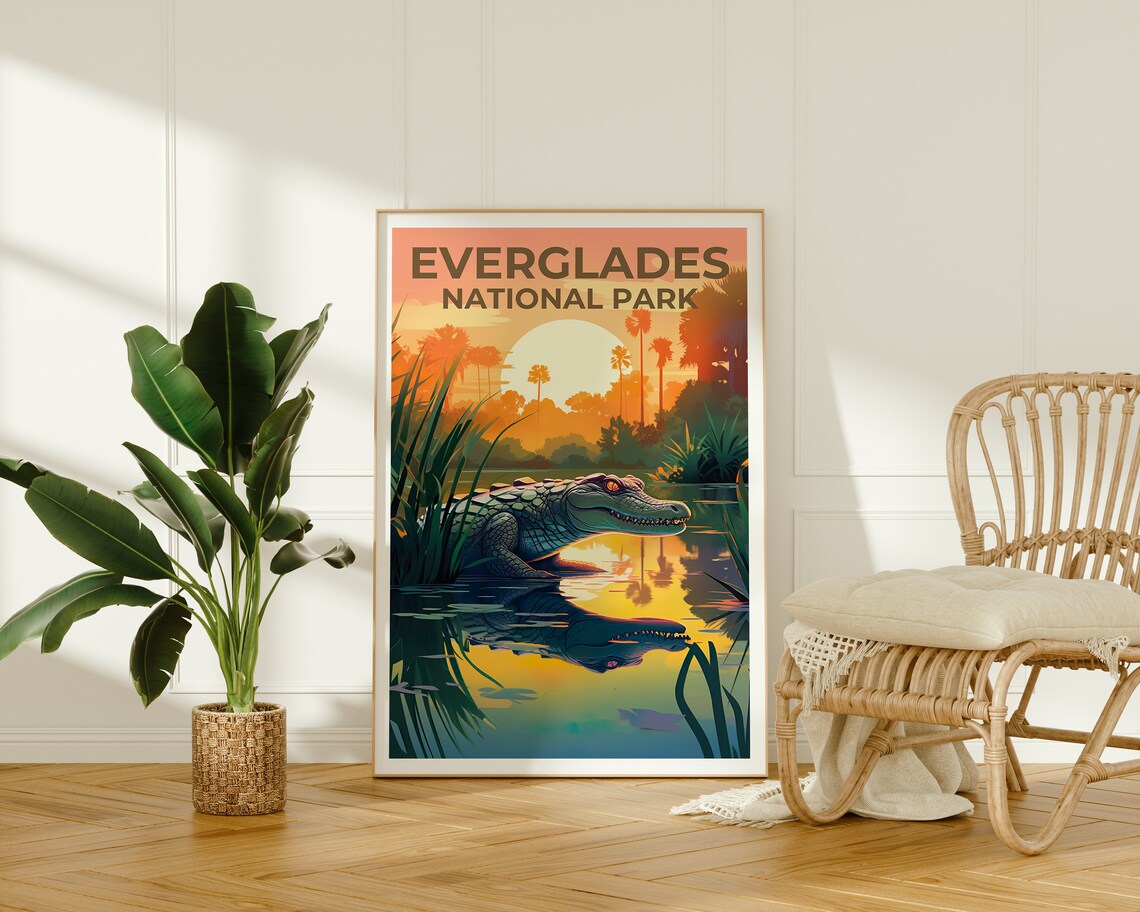Everglades Travel Poster, Florida Alligator Art Print - Image 2