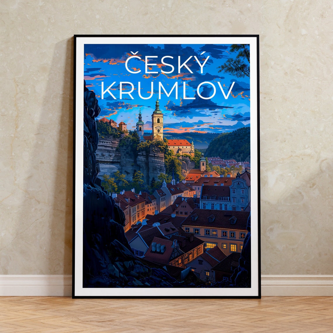 Cesky Krumlov Travel Poster Czech Republic Wall Art Czech Republic Print Esk Krumlov Poster Czech Republic Bridge Poster