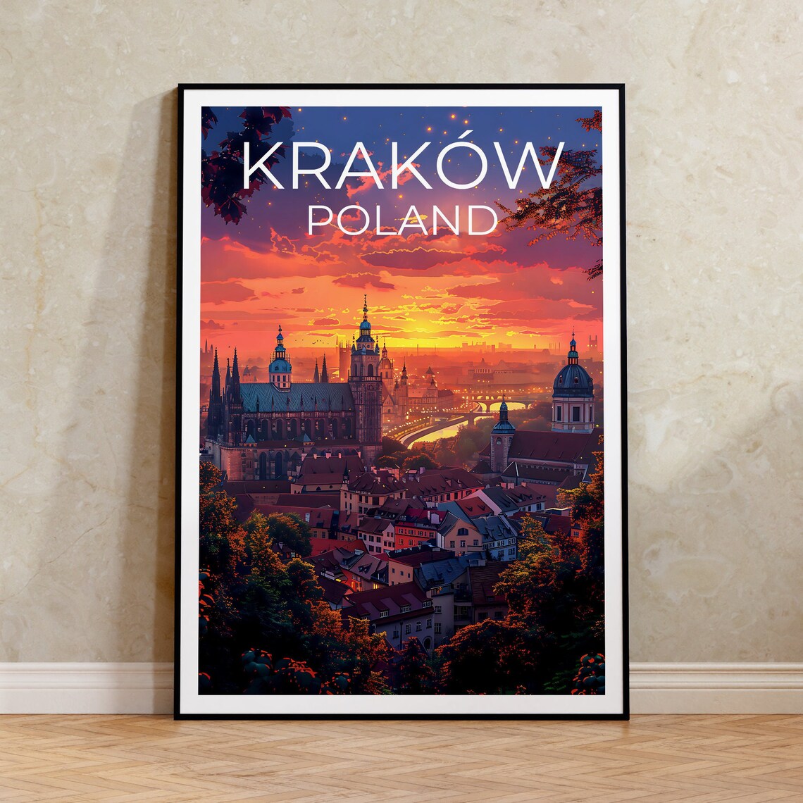 Krakow, Poland Travel Poster, Europe Art Print