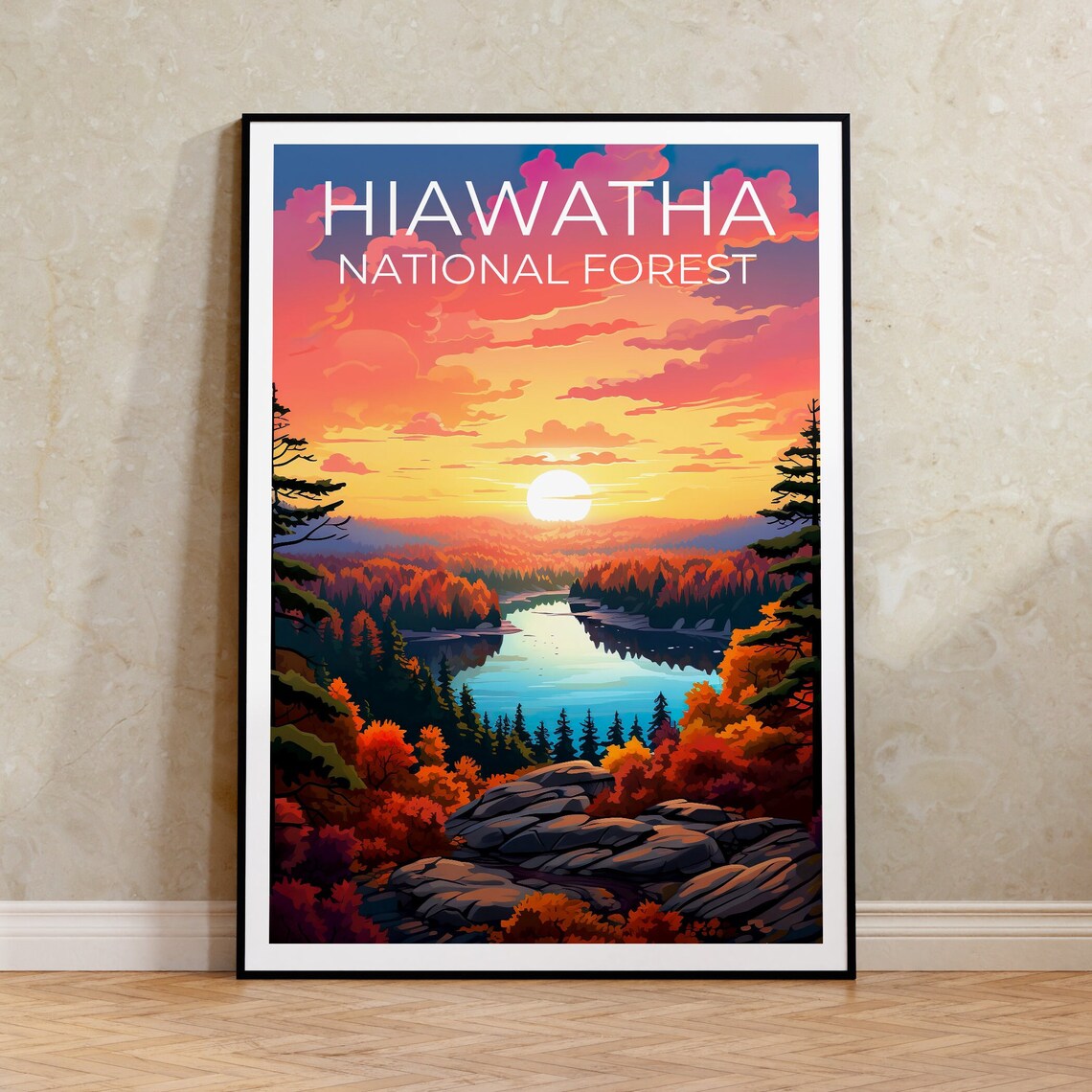 Hiawatha National Forest Travel Poster, Michigan Art Print