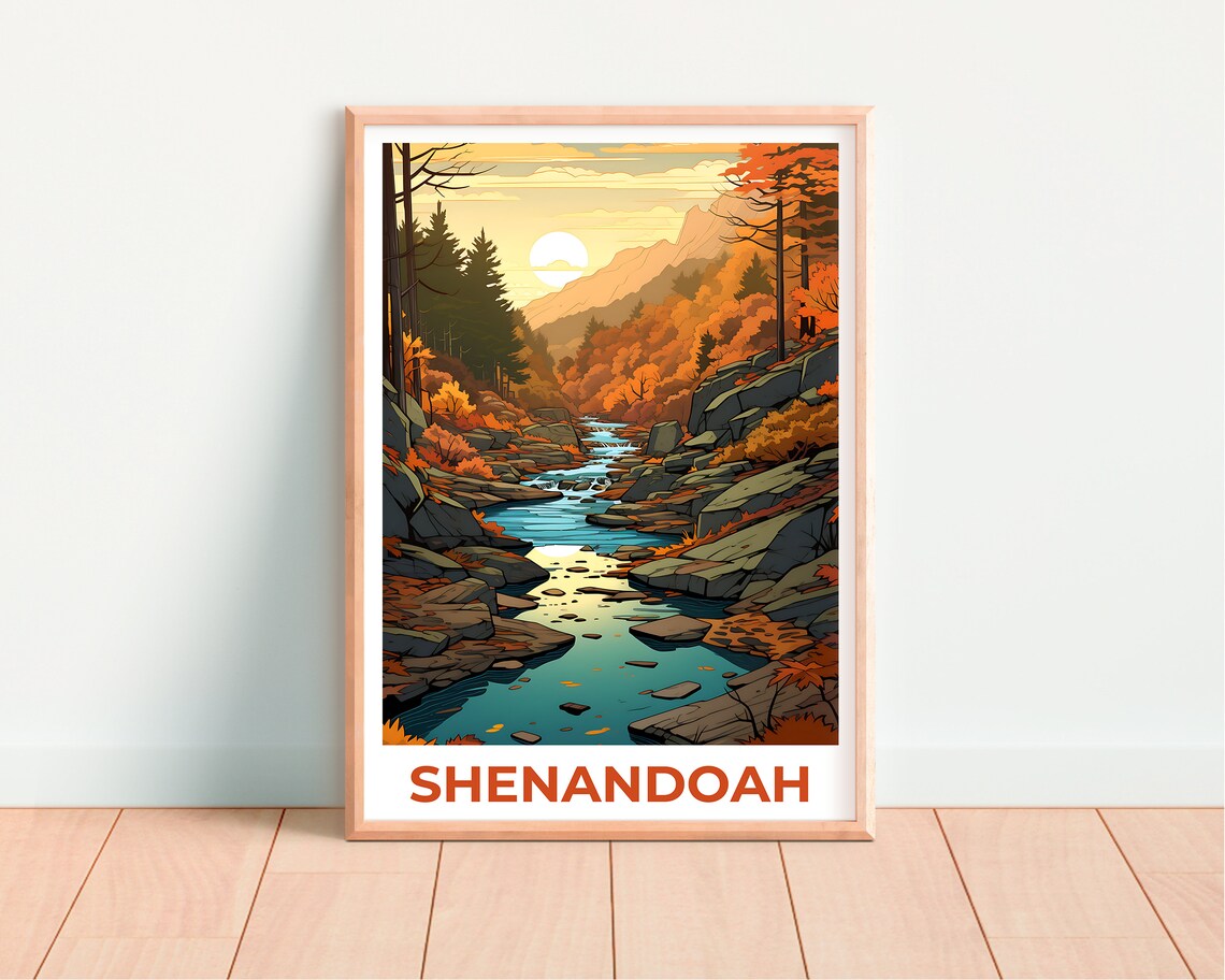 Shenandoah Virginia Autumn Stream Mountain Fall Foliage Travel Poster - Image 4
