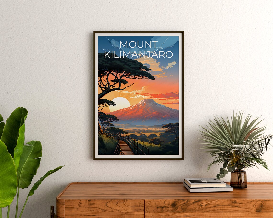 Mount Kilimanjaro Tanzania Sunrise Acacia Savannah View Poster - Image 3