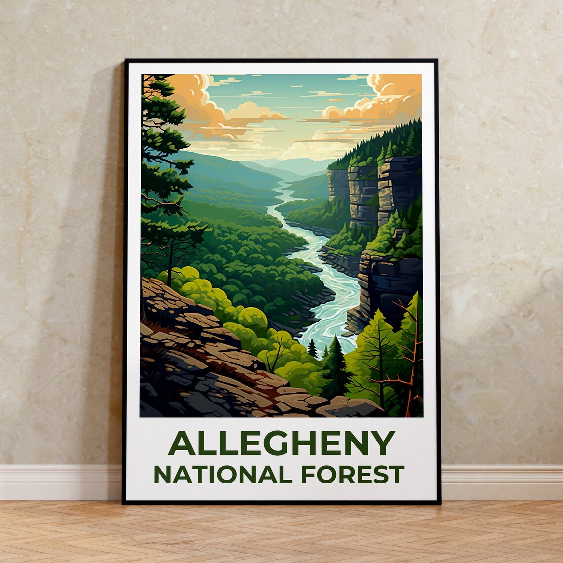 Allegheny Forest Travel Poster, Pennsylvania Art Print