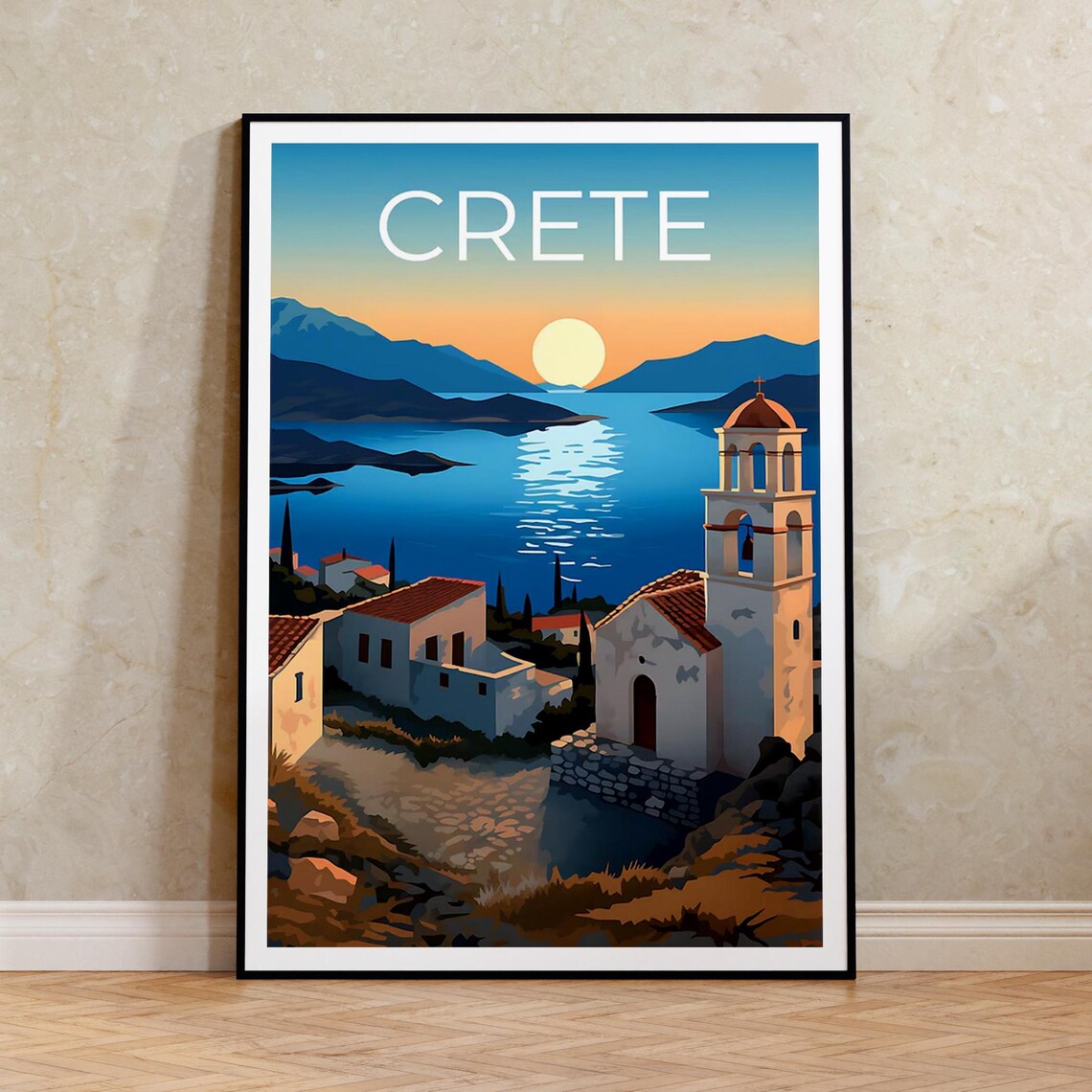 Crete Travel Poster, Greece Island Wall Art Print