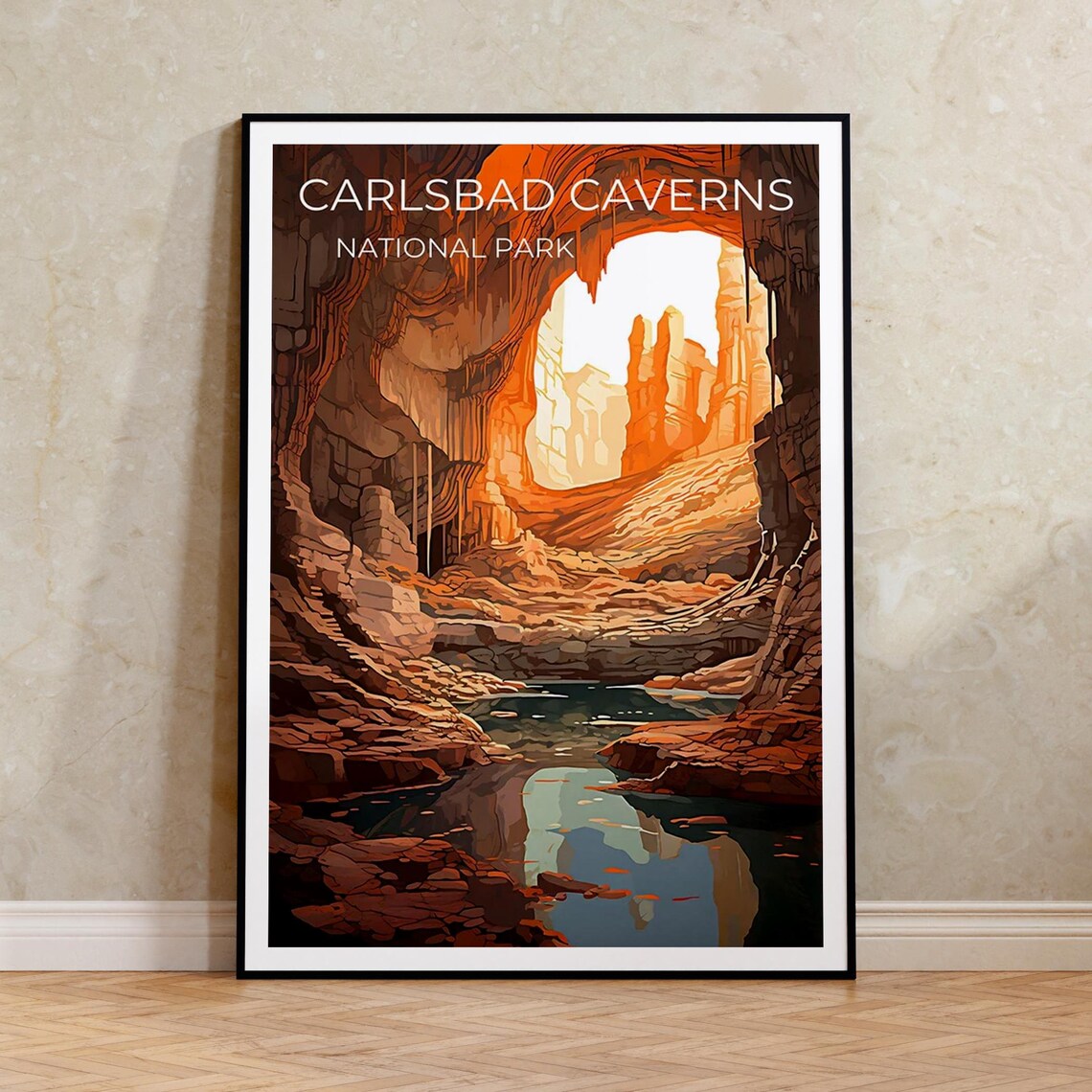 Carlsbad Caverns Travel Poster, New Mexico Cave Art Print
