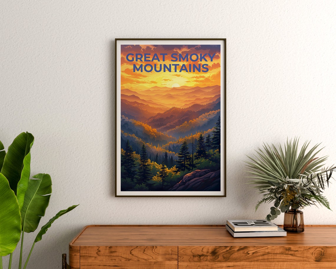 Great Smoky Mountains Poster Smoky Mountains Print Tennessee Poster North Carolina Poster Hiking Poster Mountain Poster - Image 3