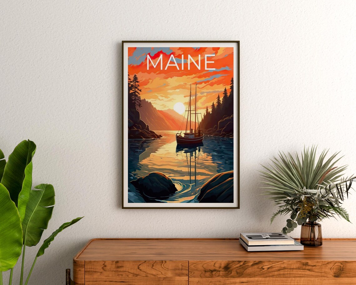 Maine Travel Poster, New England Travel Poster - Image 3