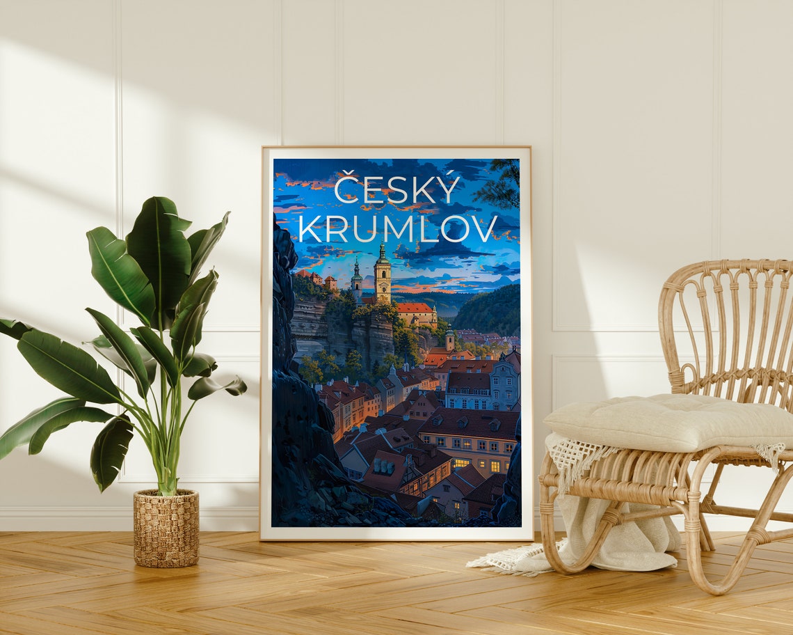 Cesky Krumlov Travel Poster Czech Republic Wall Art Czech Republic Print Esk Krumlov Poster Czech Republic Bridge Poster - Image 2