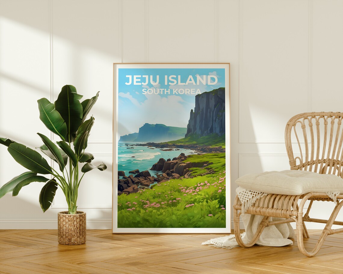 Jeju Island Travel Poster, South Korea Art Print - Image 2