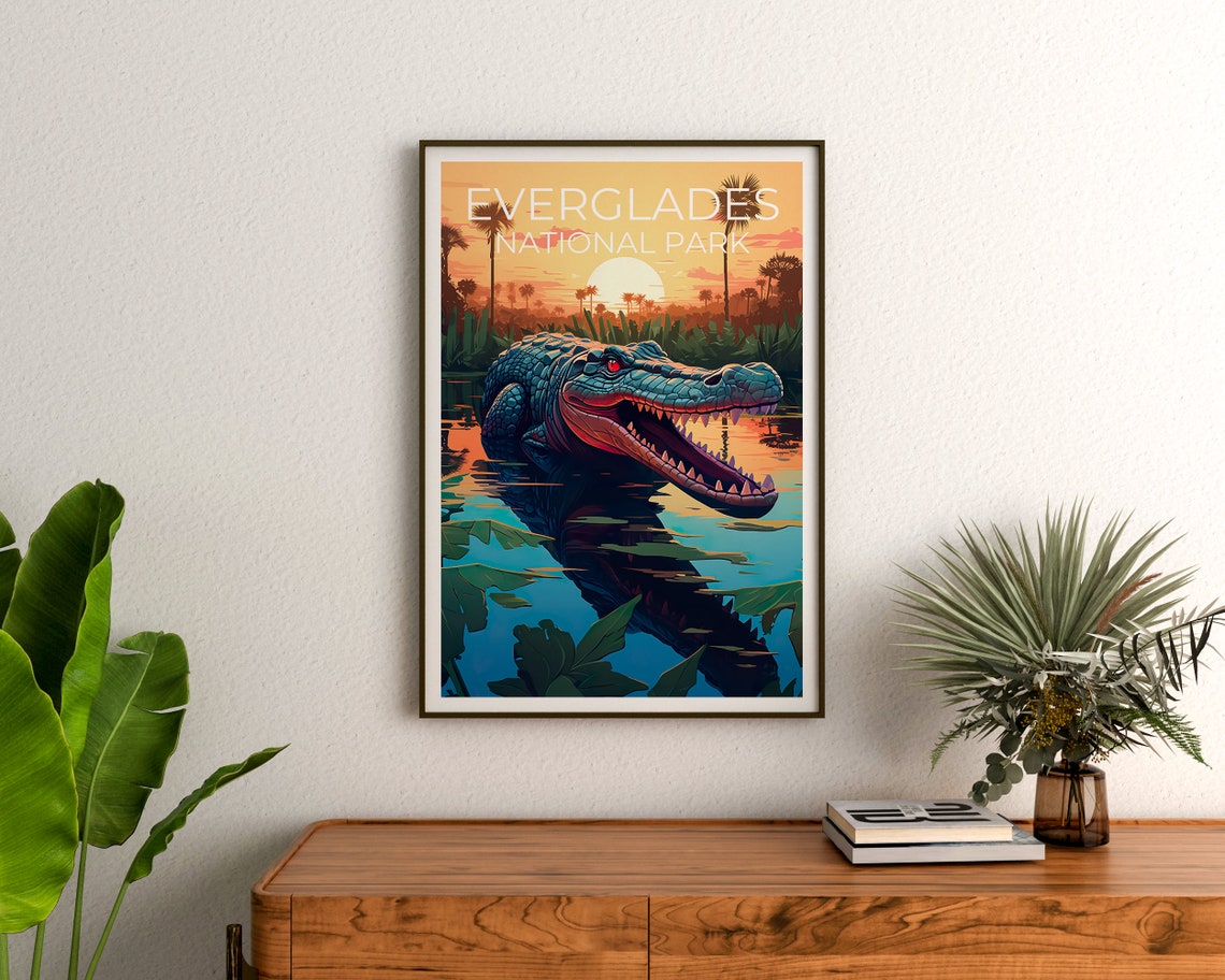 Everglades National Park Alligator Sunrise Wetlands Travel Poster - Image 3