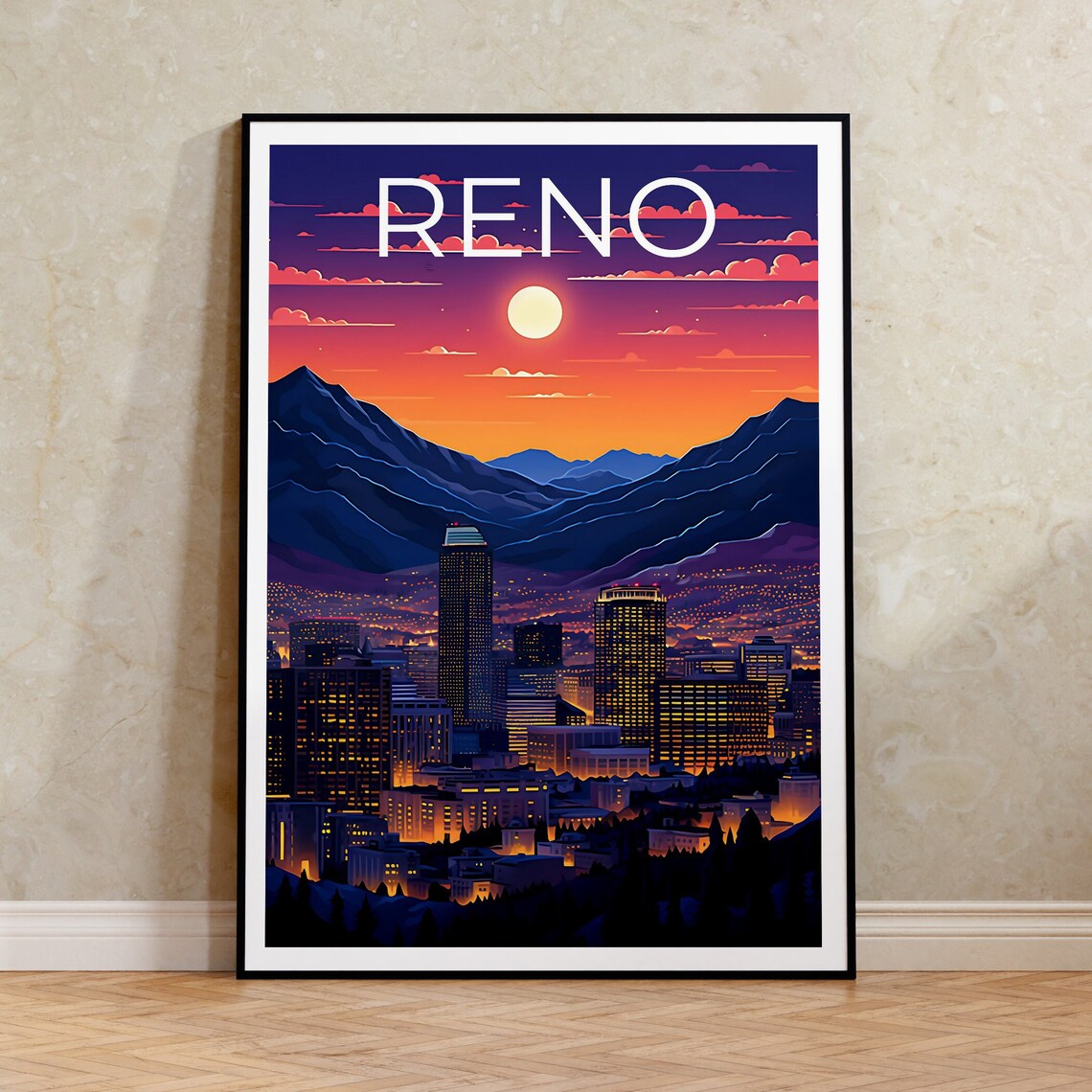 Reno Nevada Travel Poster, Nevada Wall Art Print