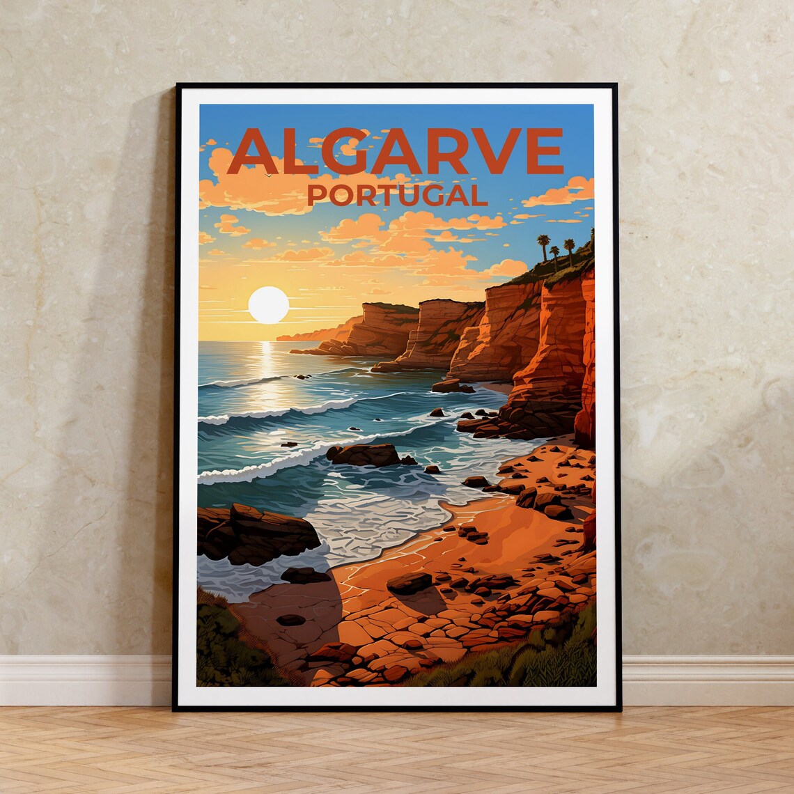 Algarve Portugal Travel Poster, Nature Wall Art