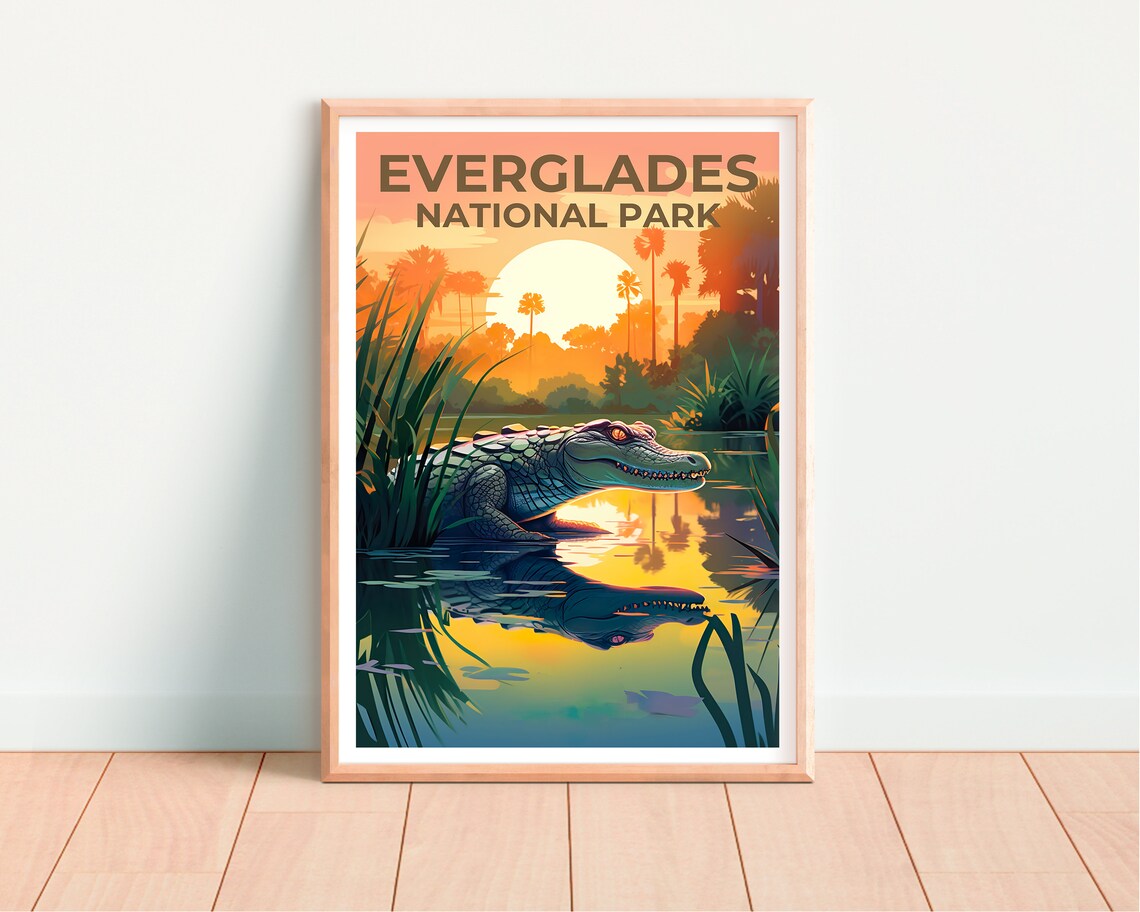 Everglades Travel Poster, Florida Alligator Art Print - Image 4