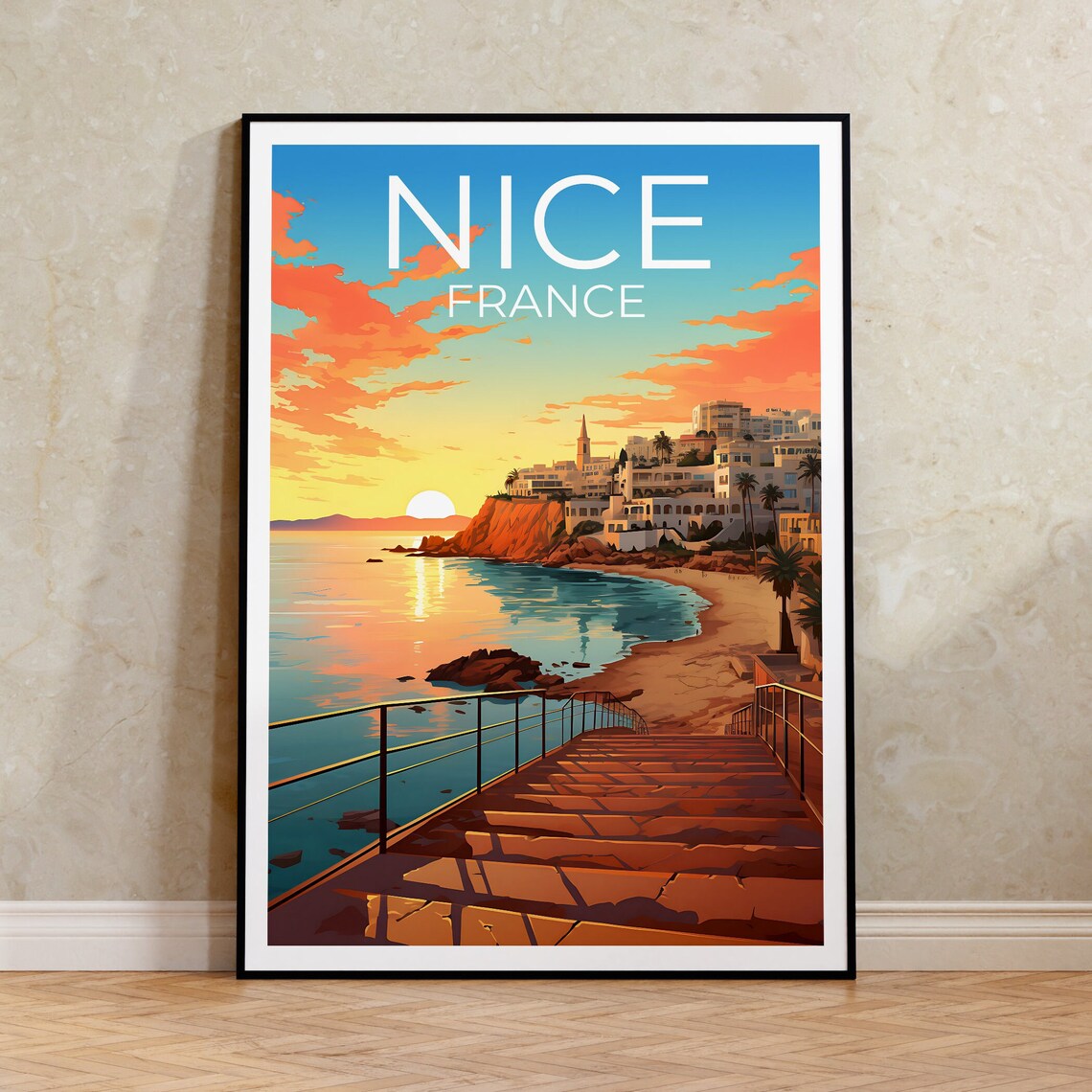 Nice, France Travel Poster, City Wall Art Print