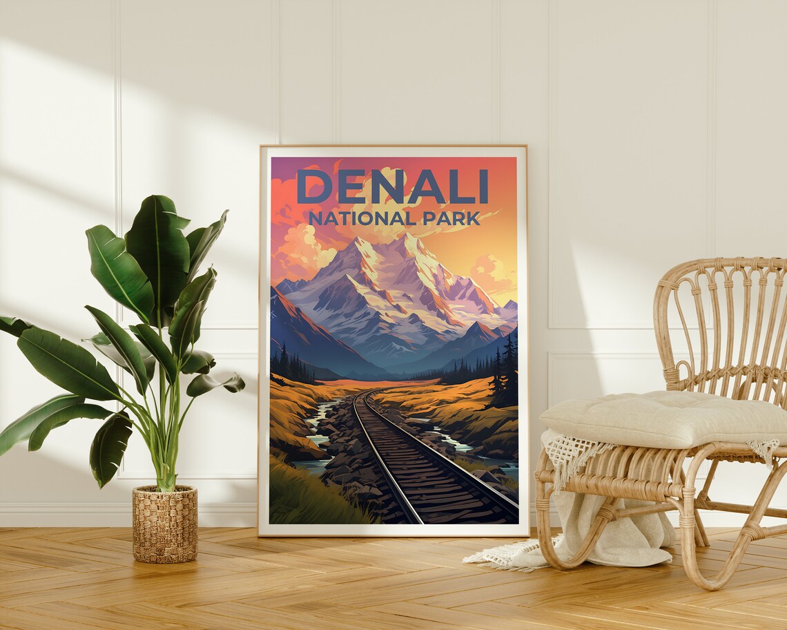 Denali Alaska Travel Poster, Mountain Landscape - Image 2