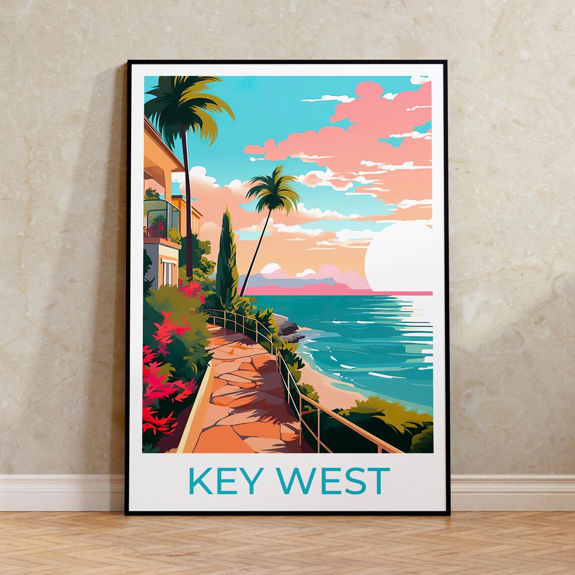Key West Travel Poster, Florida Keys Wall Art