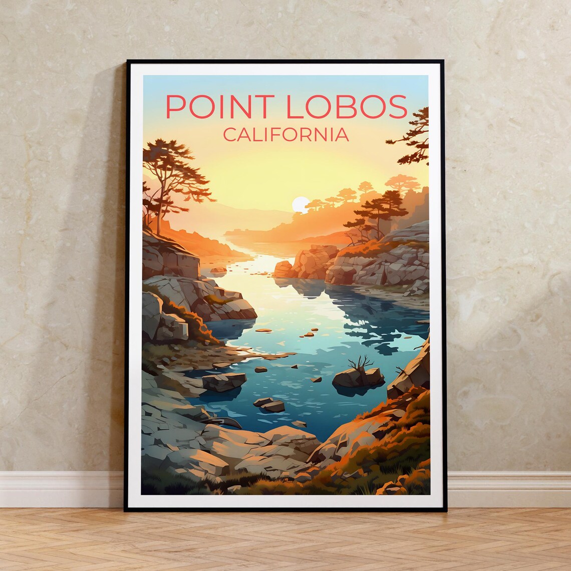 Point Lobos Travel Poster, California Nature Art Print