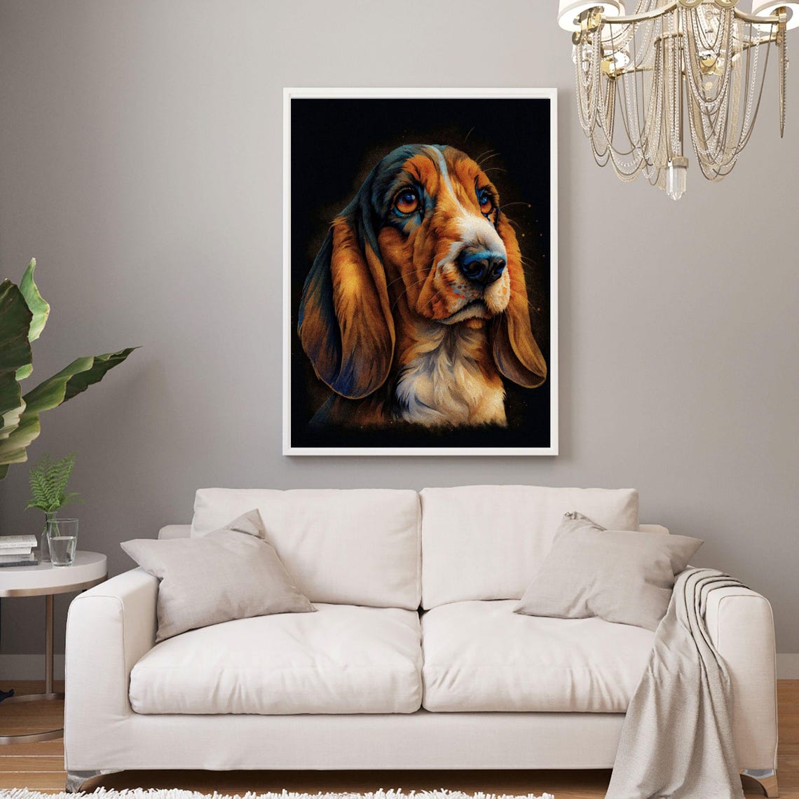Basset Hound Portrait Soulful Eyes Painterly Dog Decorative Wall Art - Image 5