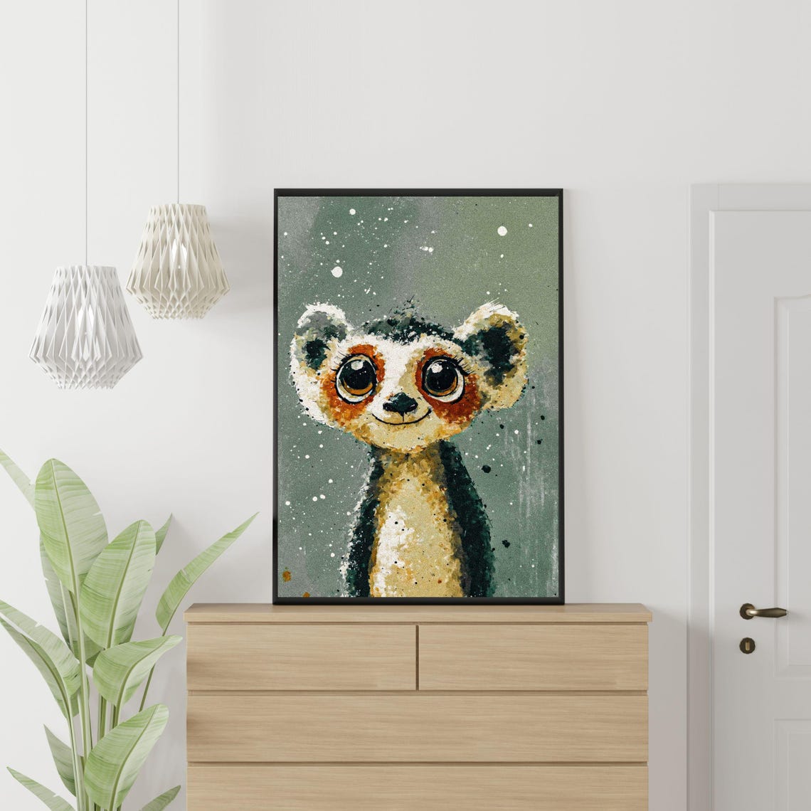 Curious Lemur Framed Art Print Kids Room Decor Madagascar Animal Wall Art Nursery Art Baby Shower Gift Jungle Animal Illustrated - Image 4