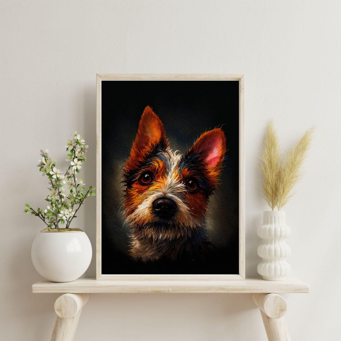 Jack Russell Terrier Close Up Black Background Dog Portrait Poster