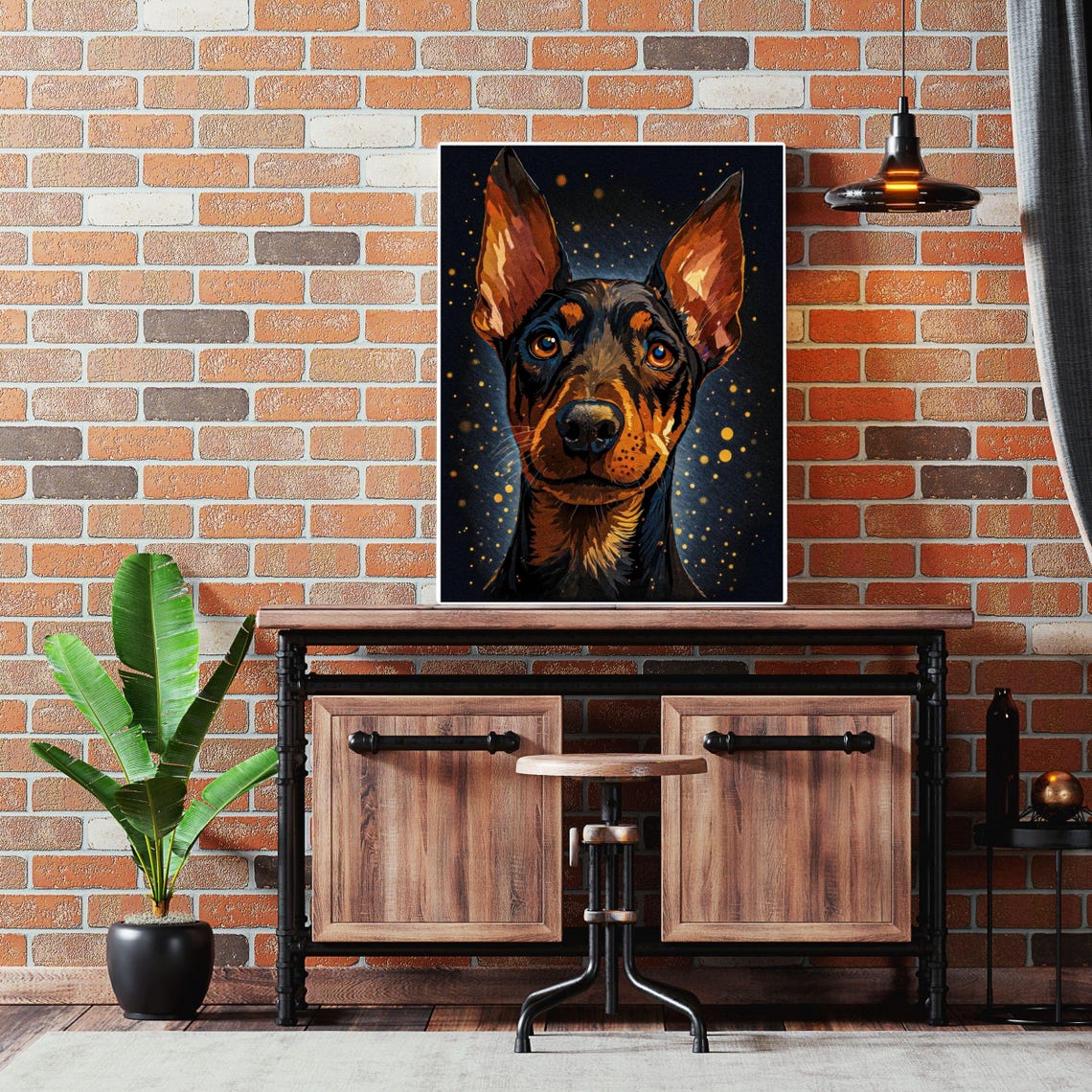 Doberman Pinscher Portrait Starry Night Black and Tan Wall Art - Image 6