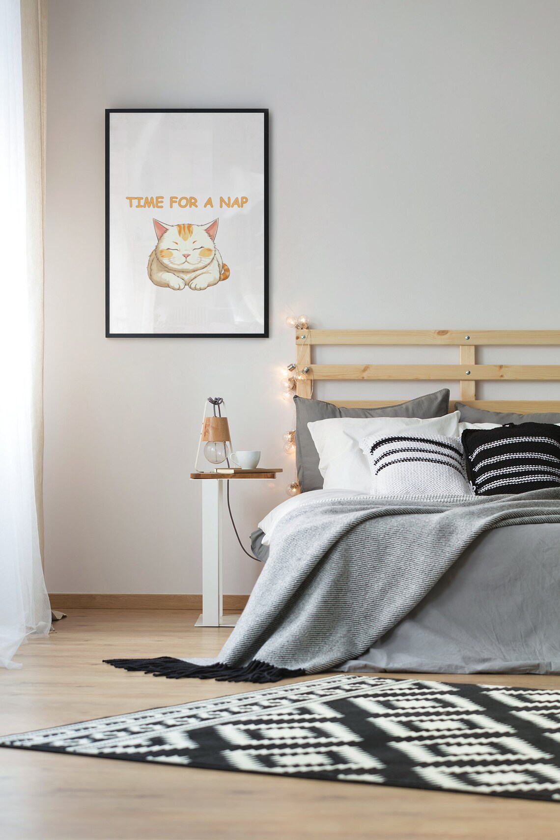 Time For A Nap Sleepy Cat Cute Quote Bedroom Funny Cat Lover Art Poster - Image 2