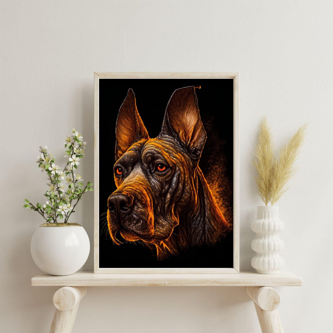 Great Dane Dramatic Black Background Noble Dog Portrait Poster - Image 4