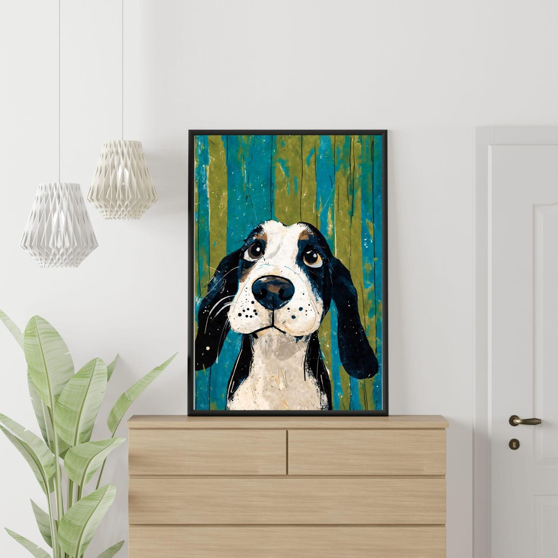 Cute Hound Puppy Watercolor Portrait Long Ears Beagle Dog Art Print - Image 3