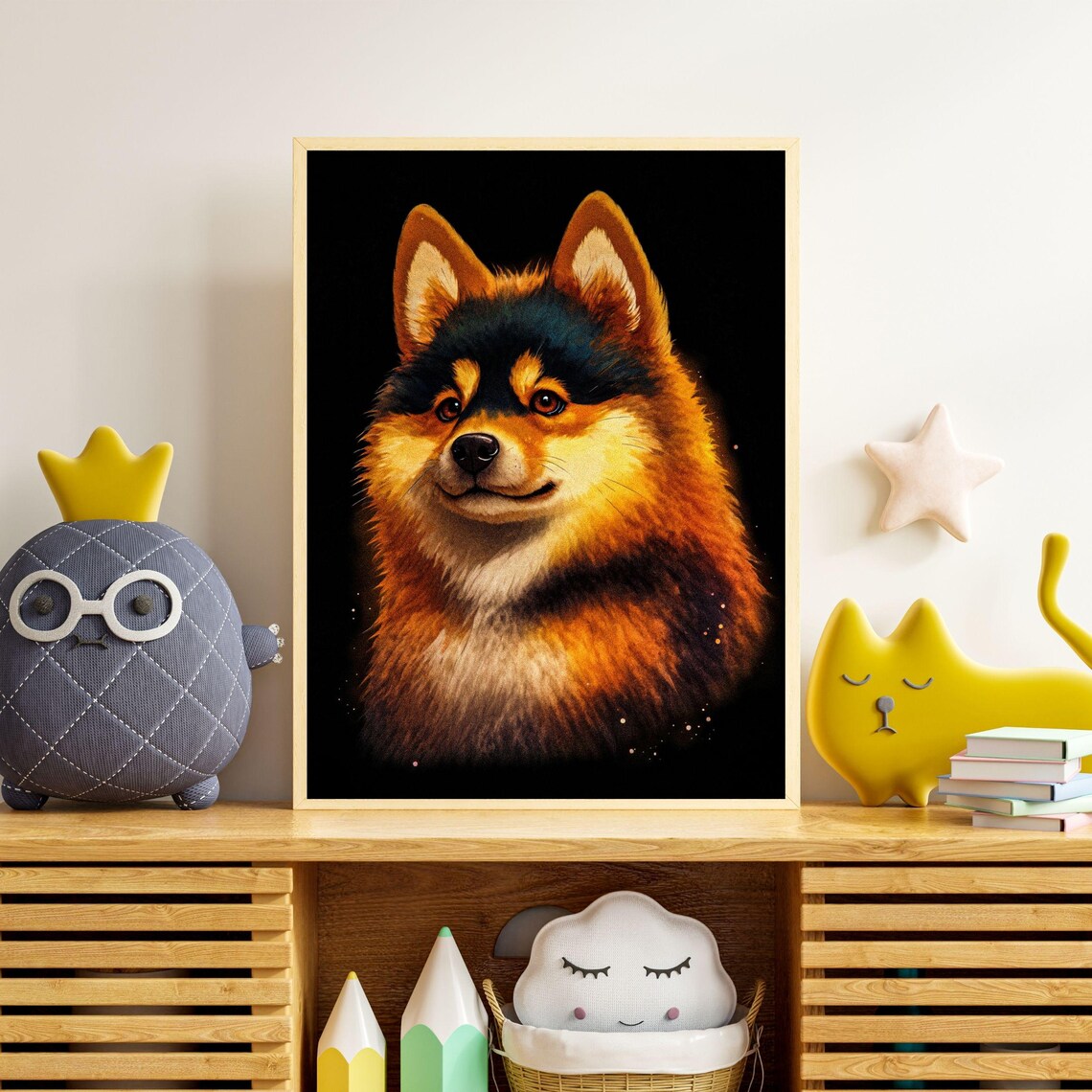 Finnish Lapphund Puppy Blue Eyed Nordic Spitz Dog Portrait Poster