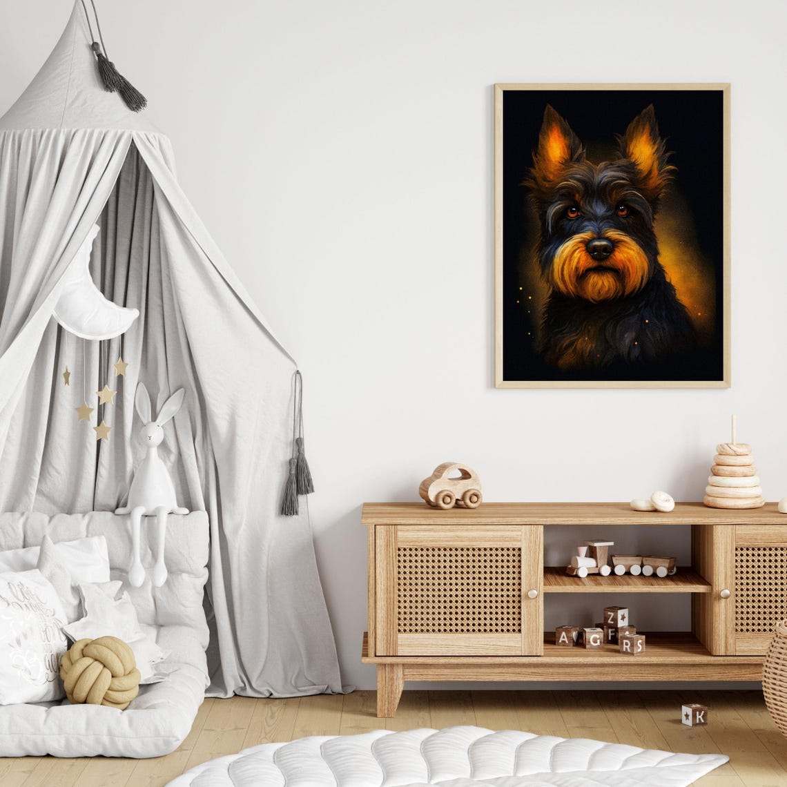 Scottish Terrier Puppy Golden Black Dramatic Dog Portrait Art Poster - Image 5