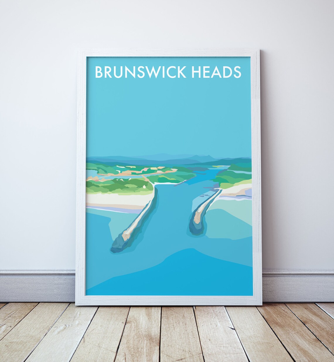 Brunswick Heads Beach Travel Poster, Surf Scene