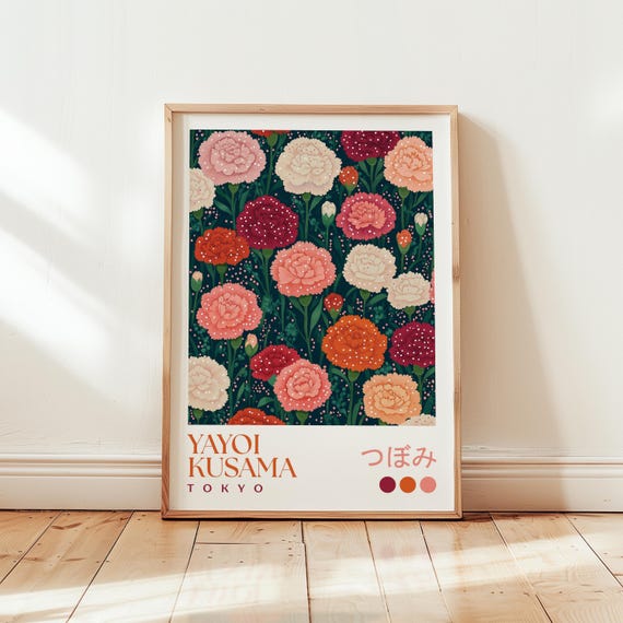Yayoi Kusama Flower Art Print Japanese Floral Home Decor