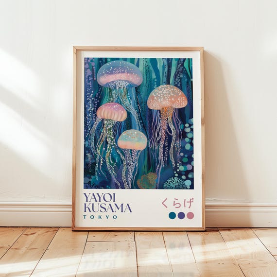 Yayoi Kusama Jellyfish Art Print, Modern Japanese