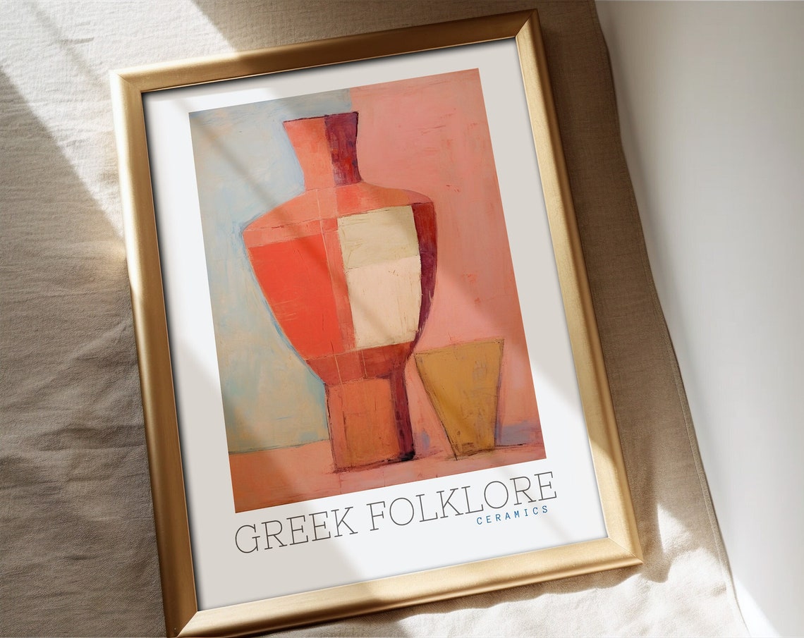 Greek Folklore Exhibition Poster, Mid-Century Modern