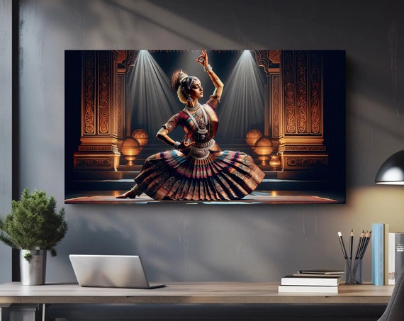 Indian Classical Dance Performance Painting Framed Print Cultural And Indian Decor Ready To Hang For Living Room And Bedroom Room