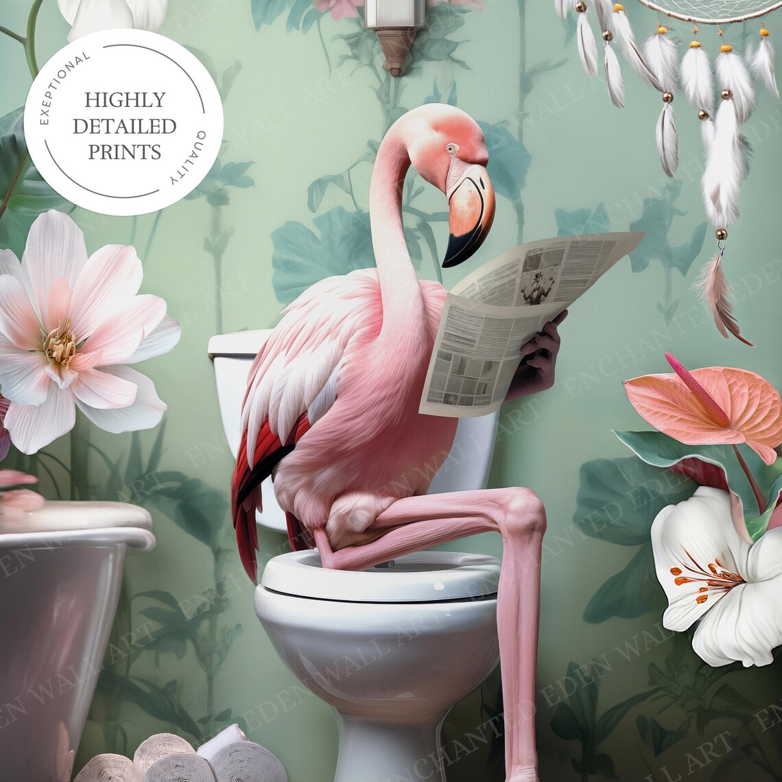 Funny Flamingo Toilet Print Bathroom Wall Art Poster Tropical Bathroom Art Pink Flamingo Wall Decor Restroom Print Flamingo Lover Gift - Image 6