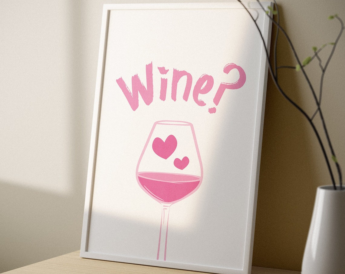Kitchen Art Print Wine Poster For Bar Whimsical Kitchen Wall Art Pink Funny Poster Kitchen Quirky Wall Art Dining Room Decor - Image 3