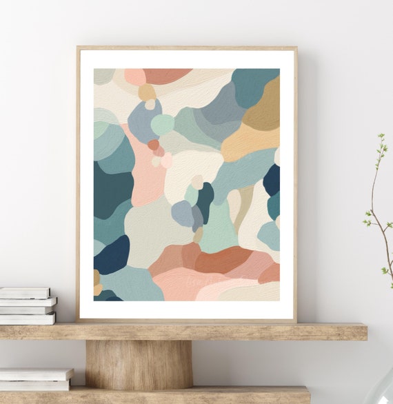Neutral Abstract Contemporary Color Block Geometric Art Print