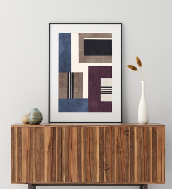 Geometric Neutral Abstract, Mid Century Modern