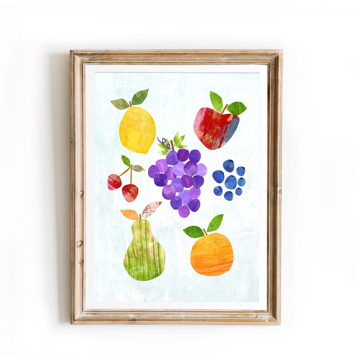 Fruit Kitchen Dining Colorful Cut Paper Collage