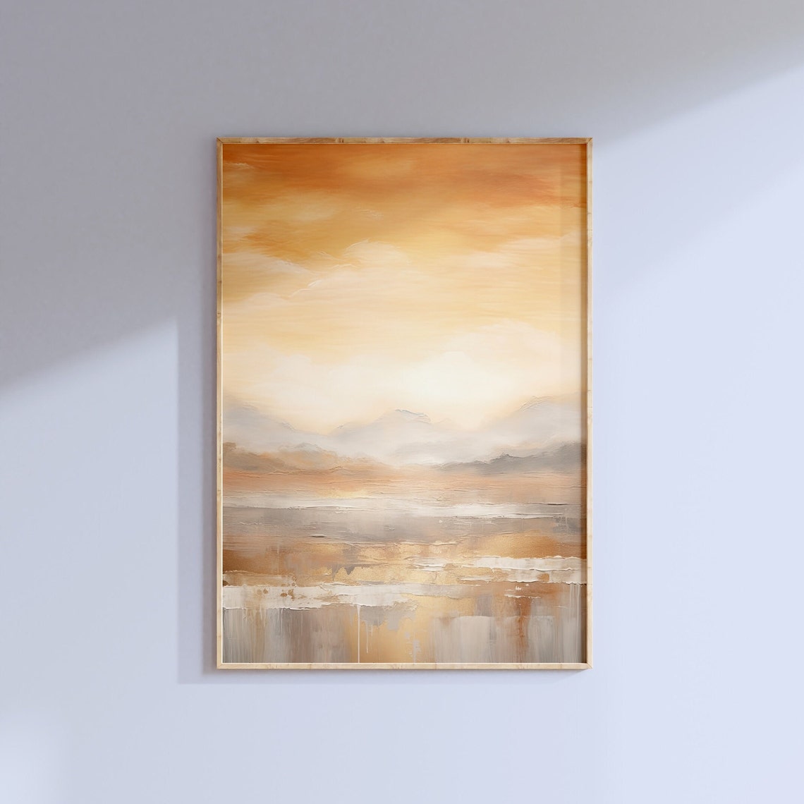Soft Beige Peach Abstract Sunrise Misty Horizon Minimalist Poster - Image 3