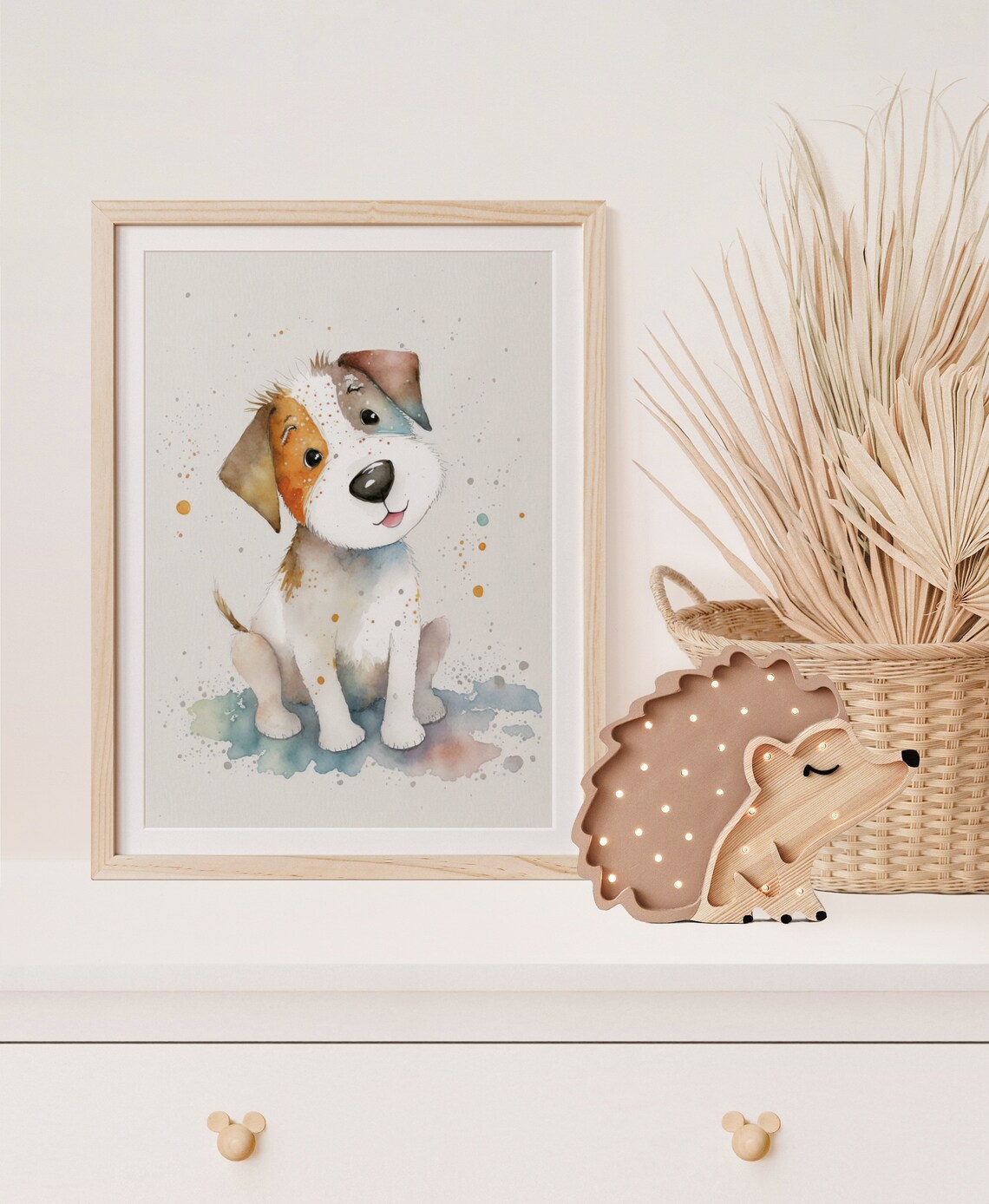 Cute Jack Russell Puppy Watercolor Nursery Kids Room Art Print - Image 5