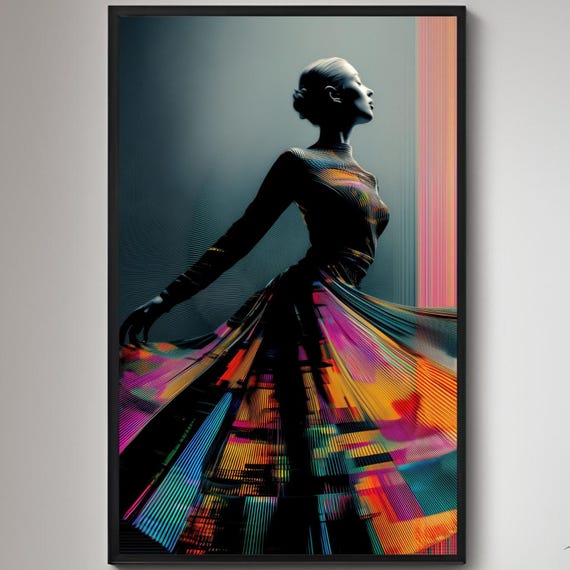 Art Deco Woman Poster Pixel Dance Minimalist Print