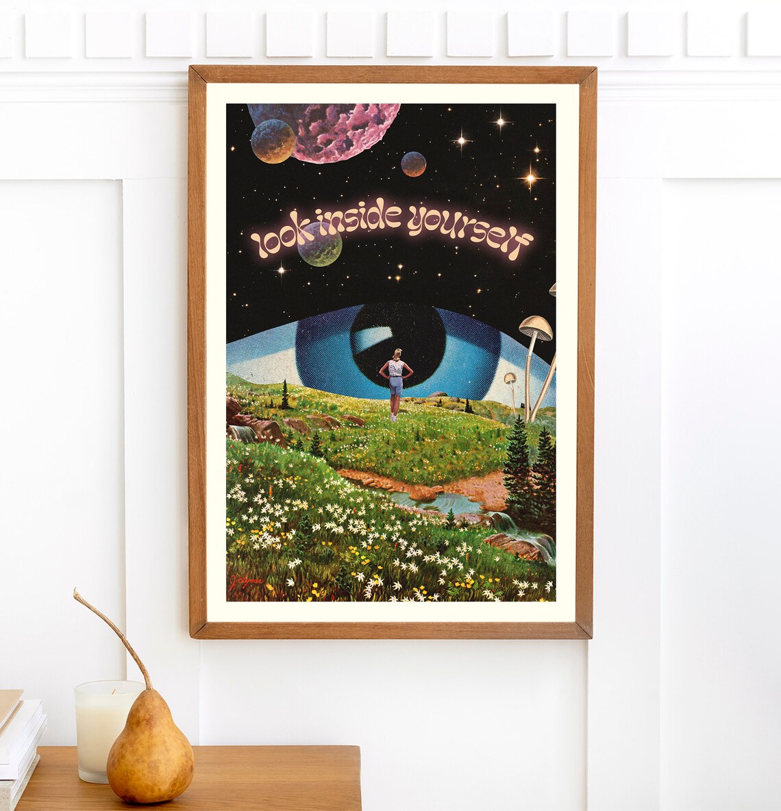 Look Inside Yourself Retro Cosmic Collage Art Print - Image 2